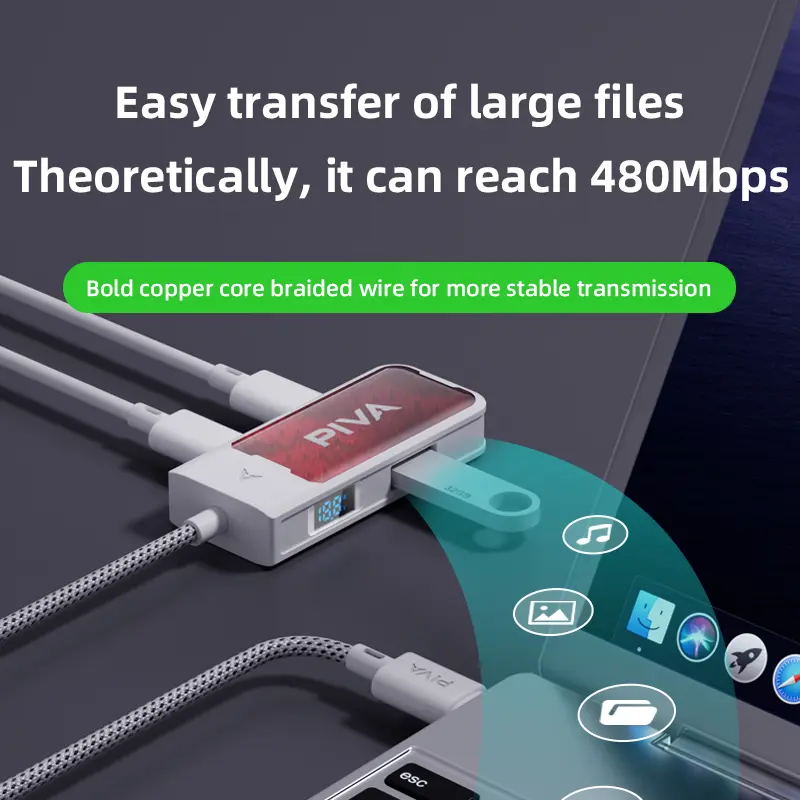 وصله ادابتر بيفا 4 في 1 60 واط تايب سي سماعه منفذ USB شاشه قرائه شحن PIVA G41