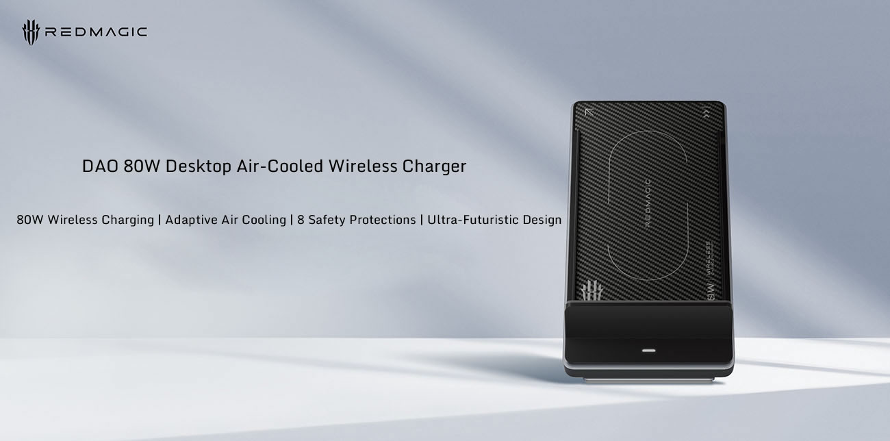 شحن لاسلكي واير لس  ريد ماجيك داو 80 واط مدمج بمروحة اندرويد وايفون