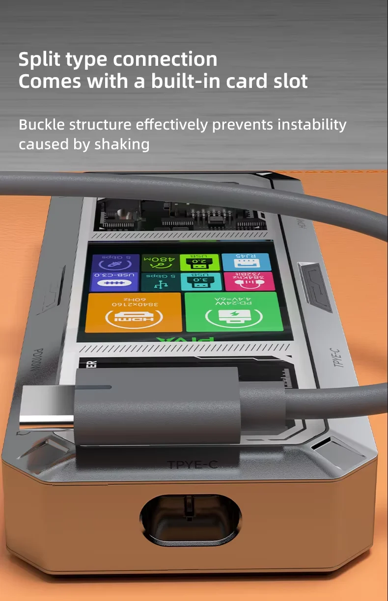 وصله ادابتر G71 من بيفا 7 منافذ بشاشه معلومات وكيبل قابل للتغيير PIVA G71 7 in 1 وصله ادابتر G71 من بيفا 7 منافذ بشاشه معلومات وكيبل قابل للتغيير PIVA G71 7 in 1